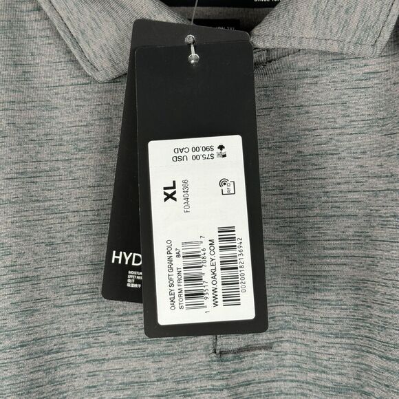 Mens Oakley Short Sleeve Polo Shirt Size XL Geometric Gray Golf Performance - Picture 5 of 8